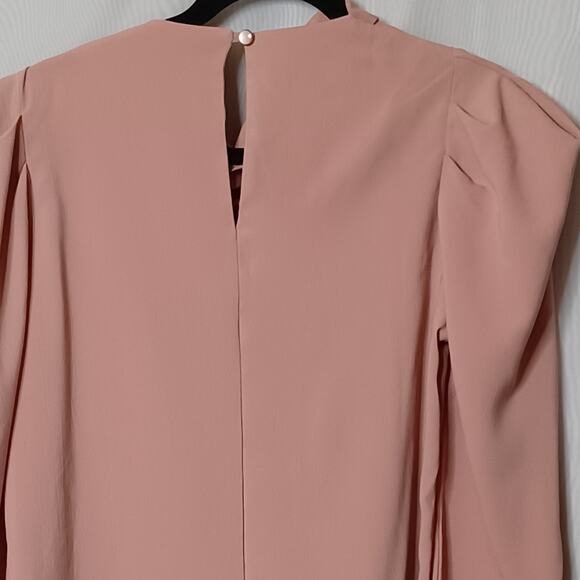 ASOS Women's Pink Pleated Cowl Neck Long Sleeve Top. 8 - Picture 9 of 12